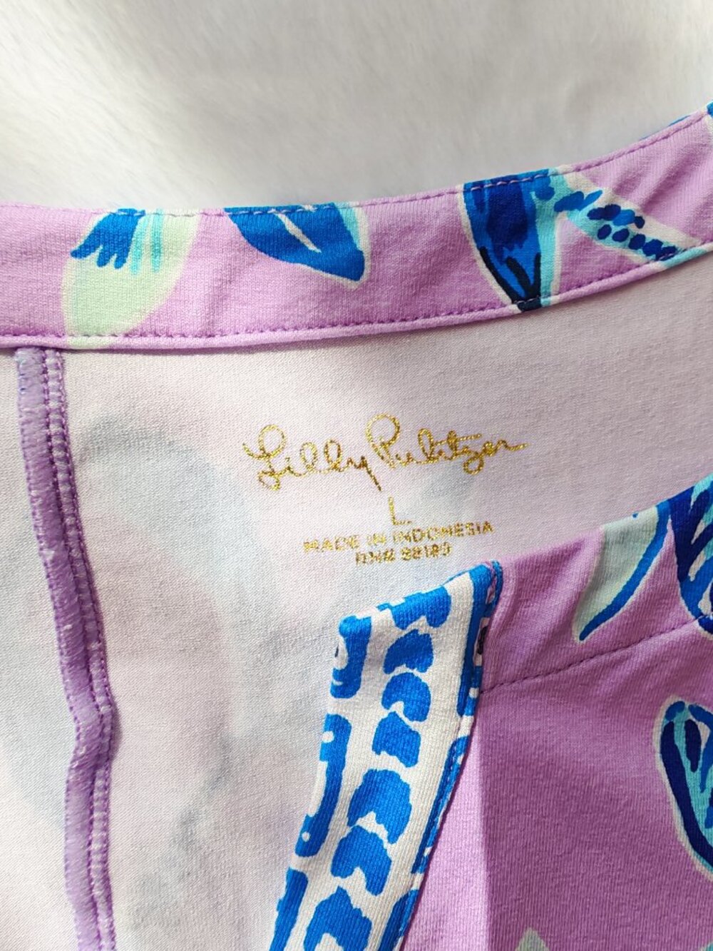 Lilly Pulitzer Elephant Print Dress Pink Blue Palm Shift Mini Size L - Picture 7 of 13